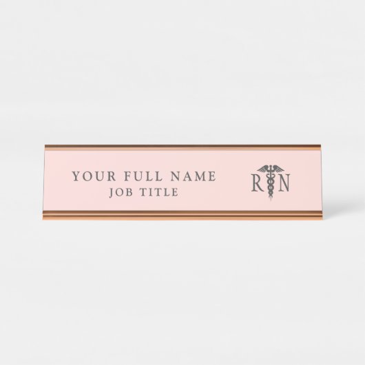登録ナース赤面ピンクメディカルカドゥセウス デスクネームプレート (正面)