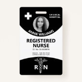 登録ナースcaduceus黒白フォトID バッジ (正面)