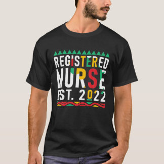 登録ナースEst 2022アフリカンアメリカンブラックH Tシャツ