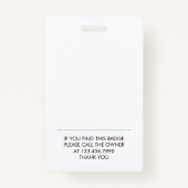 登録ナースIDバーコードティール（緑がかった色）ホワイトロゴ写真 バッジ (裏面)