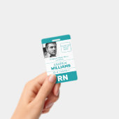 登録ナースID番号ティール（緑がかった色）ホワイトロゴ写真 バッジ (Handheld)