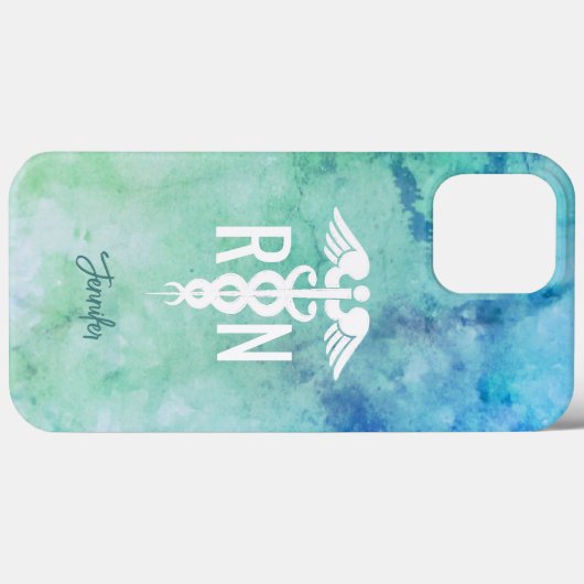 登録ナースRNアクアブルーメディカルパーソナライズされた Case-Mate iPhoneケース (裏面 (横))