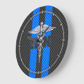 登録ナースRNカデュセス炭素繊維スタイル ラージ壁時計 (傾斜)