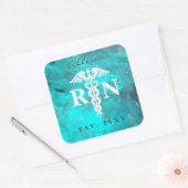 登録ナースRNカドゥセウスターコイズカスタム スクエアシール (封筒)