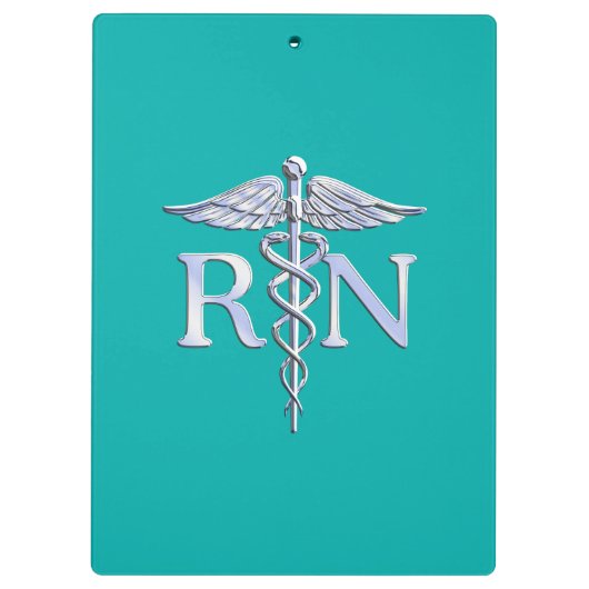 登録ナースRNカドゥセウスターコイズ クリップボード (裏面)
