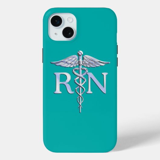 登録ナースRNカドゥセウスターコイズ Case-Mate iPhoneケース (裏面)