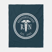 登録ナースRNカドゥセウス卒業年青 フリースブランケット (正面)