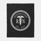 登録ナースRNカドゥセウス卒業年 フリースブランケット (正面)
