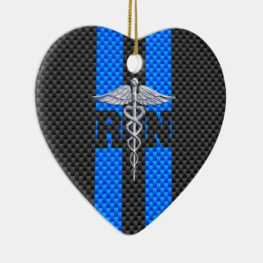 登録ナースRNカドゥセウス炭素繊維スタイル セラミックオーナメント (右)