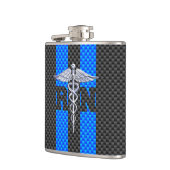 登録ナースRNカドゥセウス炭素繊維ストライプ繊維 フラスク (左)