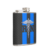 登録ナースRNカドゥセウス炭素繊維ストライプ繊維 フラスク (右)