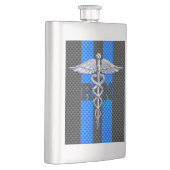 登録ナースRNカドゥセウス炭素繊維プリント フラスク (右)