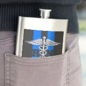 登録ナースRNカドゥセウス炭素繊維プリント フラスク (インサイチュ)