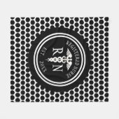 登録ナースRNカドゥセウス白黒カスタム フリースブランケット (正面(横))