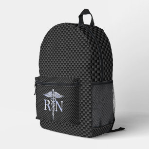 登録ナースRNカドゥセススネークブラックカーボン プリントバックパック