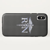 登録ナースRNカドゥセススネークブラックカーボン Case-Mate iPhoneケース (裏面(横))