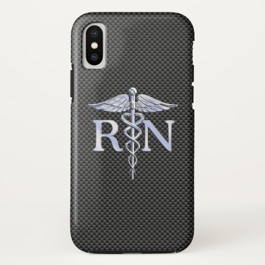 登録ナースRNカドゥセススネークブラックカーボン Case-Mate iPhoneケース (裏面)