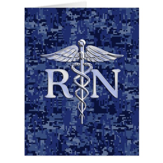 登録ナースRNシルバーカデウスオンネイビー迷彩柄 (正面)