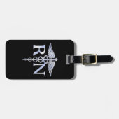 登録ナースRNシルバーカデュセウスヘビズブラック ラゲッジタグ (正面横)