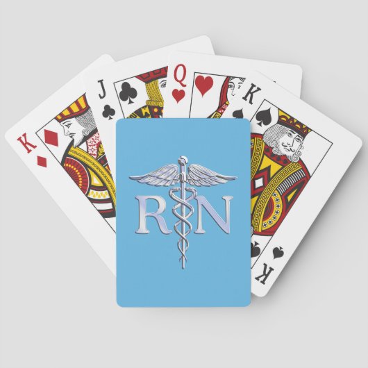登録ナースRNシルバーカデュースオンベイビーブルー トランプ (裏面)