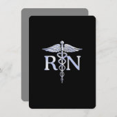 登録ナースRNシルバーカドゥセウスのブラック エンクロージャーカード (正面/裏面)