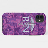 登録ナースRNシルバーカドゥセウス明るい赤紫色迷彩柄 Case-Mate iPhoneケース (裏面(横))
