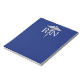 登録ナースRNシルバーカドゥセウス海軍ブルーデコ ノートパッド (回転)