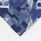 登録ナースRNシルバーカドゥセウス海軍ブルー迷彩柄 フリースブランケット (角)