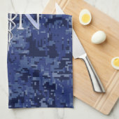 登録ナースRNシルバーカドゥセウス海軍迷彩柄 キッチンタオル (四つ折り)