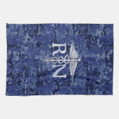 登録ナースRNシルバーカドゥセウス海軍迷彩柄 キッチンタオル (横)