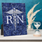 登録ナースRNシルバーカドゥセウス海軍迷彩柄 フォトプラーク (側面)