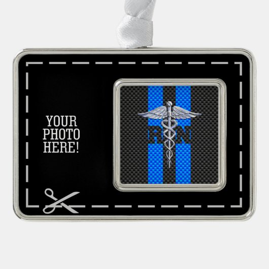 登録ナースRNシルバーカドゥセウス シルバープレートフレームオーナメント (正面)