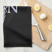 登録ナースRNシルバーカドゥセススネークブラック キッチンタオル (四つ折り)