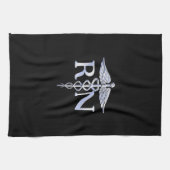 登録ナースRNシルバーカドゥセススネークブラック キッチンタオル (横)