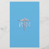 登録ナースRNシルバーLikeカドゥセウス赤ちゃんブルー 便箋 (正面)