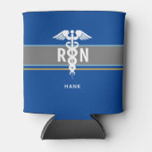 登録ナースRNシンプル青パーソナライズされた 缶クーラー (正面)