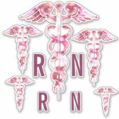 登録ナースRNピンクカドゥセウス医療ステッカー シール (正面)