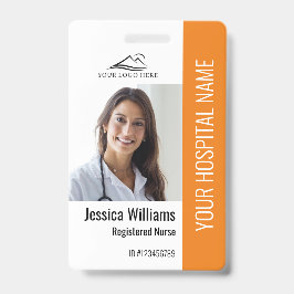 登録ナースRNメディカルオレンジ写真ID作業 バッジ