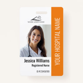 登録ナースRNメディカルオレンジ写真ID作業 バッジ