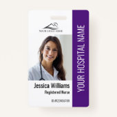 登録ナースRNメディカルパープルフォトID作業 バッジ (正面)