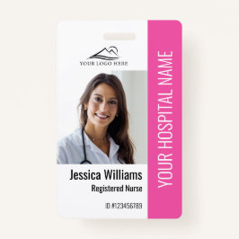 登録ナースRNメディカルピンクフォトID作業 バッジ