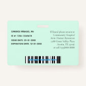 登録ナースRN医療プロフェッショナル写真ID バッジ (裏面)