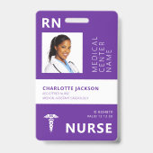 登録ナースRN医療従業者写真ID バッジ (正面)