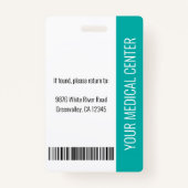 登録ナースRN従業員IDティール（緑がかった色） バッジ (裏面)