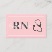 登録ナースRN赤面ピンクステソスコープ 名刺 (正面)