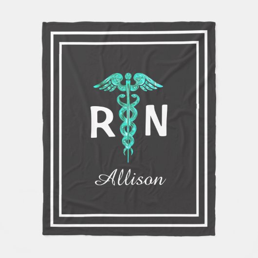 登録ナースRN Caduceus パーソナライズされた Medical フリースブランケット (正面)