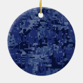 登録ナースRN Caduceus on Blue迷彩柄 セラミックオーナメント (裏面)