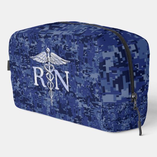 登録ナースRN Caduceus on Blue迷彩柄 ドップキット (右コーナー)