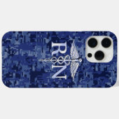 登録ナースRN Caduceus on Navy迷彩柄 Case-Mate iPhoneケース (裏面 (横))
