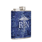 登録ナースRN Caduceus on Navy Blue迷彩柄 フラスク (右)